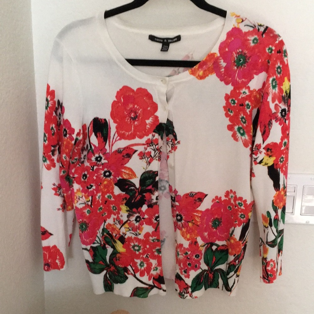 EUC Cable & Gauge Floral Sweater